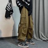 Riolio  Spring Autumn Solid Color Pockets Fashion Long Pants Men All Match Cargo Pants Casual Loose Trousers Pure Cotton Male Clothes
