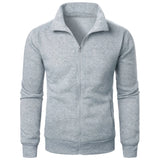 Riolio Men's casual sports zipper stand collar hoodie coat men's solid color cardigan