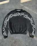 Riolio High Street Trendy Goth Y2K Streetwear Tops Hip-hop Punk Round Neck Pullover Men Retro Personality Casual Oversized Sweatshirt