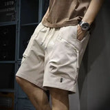 Riolio  Japanese Trendy Retro Versatile Loose Straight Workwear Five-point Casual Pants
