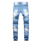 Riolio  Men Fashion Street Style Ripped Skinny Jeans Vintage Wash Solid Denim Trouser Mens Casual Slim Fit Pencil Denim Pants Hot Sale