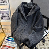 Riolio Cleanfit Men's Open Cardigan Jaet Loose Lazy Sle Knitted Sweater with Hood Autumn Winter Trendy Brand Casual Outerwear