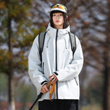 Riolio Unisex Spring Autumn Hooded Hiking Jacket Men Outdoor Bomber Jackets Waterproof Windbreaker Sports Casual Jackets Mens Coats