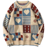 Riolio Y2k Vintage Sweater Men Hip Hop Streetwear Harajuku Retro Japanese Style Love Oversized Women Knitted Sweater Wool Pullover
