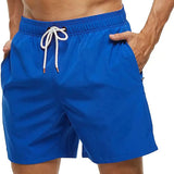 Riolio Men's Swim Trunks Beach Shorts Drawstring with Mesh Lining Elastic Waist Plain Breathable Soft Casual Daily Streetwear