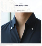 Riolio Men's Italian Collar Shirt, Wrinkle-free, Casual, Fashionable, Slim-fit with A Lapel Design, Branded Clothing, Youth, New