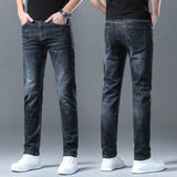 Riolio  New Men's High Quality Slim Jeans Fashion Classic Style Business Straight Stretch Denim Pants Male Brand Trousers Blue Black