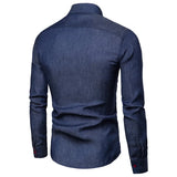 Riolio Autumn Men's Pocket Panel Leather Long Sleeve Shirt Anti Denim Versatile Slim Fit Shirt