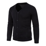 Riolio Autumn Men's Knitted Cardigan Thin V-neck Basic Elastic Slim Fit Thin Sweater Solid Color Casual Versatile Coat