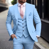 Riolio  Pink Luxury Men Suits Terno Slim fit 3 Piece Jacket Pant With Vest Groom Wedding Tuxedo Costume Homme Formal Occasion Terno