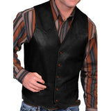 Riolio European business men's Vest fashion casual retro solid color V-neck button Western sleeveless men's Vest suit vest