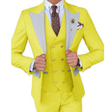 Riolio  Men's Fashionable Gentleman Business Banquet US-style Formal Dress Casual Wedding Color blocking Suit Blazer+Vest+Trousers