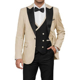 Riolio  Men's Luxury 3-Piece Tuxedo Suit Set with Peak Lapel Blazer Vest And Pants for Business Party Wedding Prom