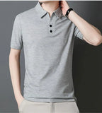 Riolio  Cool Silk Short Sleeve Polo Shirt Business Casual Solid Color Seamless Top