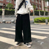 Brown Black Corduroy Pants Men Fashion Retro Oversized Casual Pants Men Streetwear Loose Hip-hop Wide-leg Pants Mens Trousers