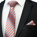 Riolio  Newest Tie Set 8CM Mens Necktie Handkerchief Neck Ties Sets For Man Yellow Color Plaids Stripes Jacquard Cravat Business Party