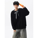 Riolio  hoodie Men Solid Color Round Neck Sweatshirt Long Sleeve Pullover Soft Comfortable Crewneck Sweatshirt For Autumn Casual Wear