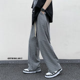 Riolio Summer/Autumn Plaid Pants Men Loose Casual Straight Trousers for Male/Female Harajuku Hip-hop Streetwear Wide-leg Mopping Pants