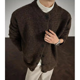 Riolio  Collarless knitted sweater jacket Men Classic autumn winter casual sweater warm loose  Street Knitwear