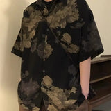 Riolio  Printed Short-sleeved Shirt Men's Casual Five-quarter Sleeve Lapel Work Jacket