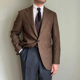 Riolio  Casual Men's Suit 2 Pieces Blazer Pants Bow Collar Single Breasted Buckle Work Wear Bussiness Wedding