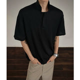 Riolio  Men's Cotton Polo Shirt Simple Plain Striped Short Sleeve Comfortable Casual Summer Wear T Shirt Breathable Fashion Top