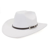 Riolio  Vintage Western Cowboy Hat with Black Belt Men's Felt Fedora Hat Women Jazz Cowgirl Cap Cloche Church Sombrero Hombre Caps