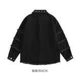 Riolio Metal Denim Punk Jacket Design Spring Autumn Men Women New High-end American Breasted Trendy Black Loose Jacket Aesthetic Chic