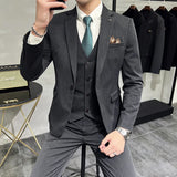 Riolio  S-7XL Jacket Vest Pants Luxury Elasticity Boutique Fashion Men's Solid Color Casual Business Suit 3-piece Sets Groom Wedding