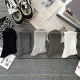 Riolio New 5 Pairs Cool Men Black White Warm Socks Set Autumn Winter Male Solid Color Sport Short Socks For Men