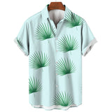 Riolio Floral Shirts Men's Summer Hawaiian Clothing Short Sleeve Tops Loose Holiday Seaside Social Lapel 3D Print Shirt Vintage