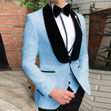 Riolio  Royal Blue Men Suits Slim Fit 3 Piece Double Breasted Suit Men Wedding Prom Party Business(Blazer+Vest+Pants)  Suits for Men