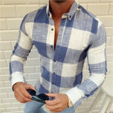 Riolio  Men's Plaid Print Long Sleeve Shirt Casual Slim Fit Button Down Tops