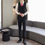 Riolio Two-pieces Male Formal Business Solid Suit for Men's Fashion Boutique Slim Fit White Purple Wedding Dress Suits ( Vest + Pants )