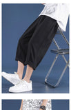 Riolio  Summer Ice Silk Ultra-thin Cropped for Men Casual Pants for Mid-sports Loose Versatile Pants