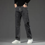 Riolio  Autumn New Men's Straight Loose Dark Gray Jeans Classic Style High Elasticity Baggy Pants Male Plus Size 40 42 44