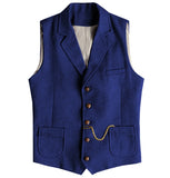 Riolio  Vintage Business Formal Wedding Vest with Pockets, Retro Office Party Sleeveless Jacket Office Party Slim Fit Business Waistcoa