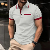 Riolio  Summer Men's Short sleeve Polo Shirts Fashion Business Casual Polos Man Patchwork Turn Down Collar Sports Tees Tops Streetwear