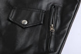 Riolio Men PU Leather Jacket Motorcycle Fashion Slim Fit Leather Coat