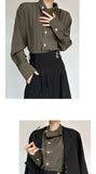 Riolio New Chinese Retro Design Niche Shirt Korean Style Fashion Trend Irregular High-end Shirt Neckline Chic Jacket Men Aesthetic