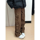 Riolio  American Retro Overalls Men's Spring Autumn Logging Pants Pure Cotton Straight Trousers