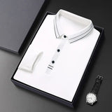 Riolio  Spring Autumn Middle-aged Men's Long Sleeve Polo Shirt