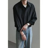 Riolio Spring Autumn New Fashion Turn-down Collar Long Sleeve Solid Blouse Men's Clothing Korean Loose Thin Button All-match Chic Shirt
