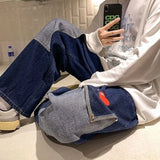 Riolio Men's Jeans Collage Multi Pocket Couple Jeans Beggar Style Cargo Pants High Street Casual Men's Street Clothes Plus Size