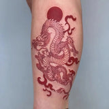 Riolio Waterproof Temporary Tattoo Sticker Red Dragon Pattern Men's and Women's Arm Body Art Fake Tattoo