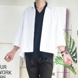 Riolio  XS-5XL Shirt Asymmetric Mid-Length Casual Shirt Genderless Streetwear Ballroom Fashion Versatile Long-Sleeve Top Unisex New