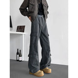 Riolio Cargo jeans mens Spring Men Baggy Jeans Men Wide Leg Pants Big Pockets Streetwear Trousers Male Loose Denim Pants