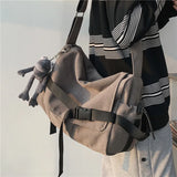 Riolio  Canvas messenger bag men's large-capacity simple messenger bag leisure ins student book shoulder bag boys' satchel