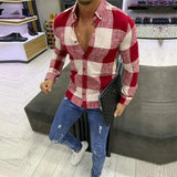 Riolio  Men's Plaid Print Long Sleeve Shirt Casual Slim Fit Button Down Tops