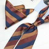 Riolio  2PCS Neck Tie Set Luxury Brown Floral Dots Neckties Khaki Striped Handkerchief Polyester Woven Pocket Square Shirt Accessories